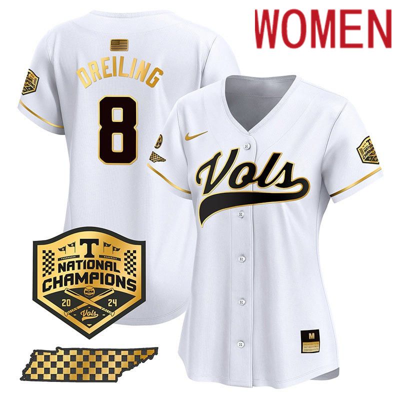 Women Tennessee Volunteers #8 Dreiling White 2024 Nike Champions Vapor Premier Limited NCAA Jersey style 1->women nfl jersey->Women Jersey